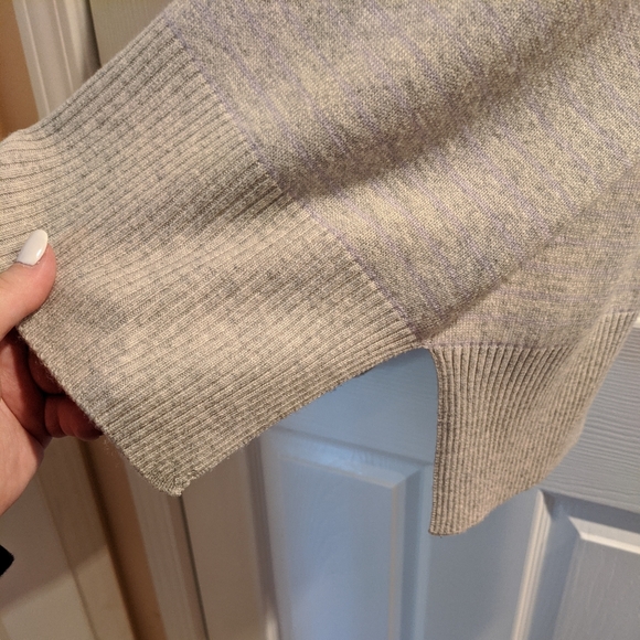 EUC Michael Stars Light Gray Lilac Stripe Sweater - Picture 3 of 7